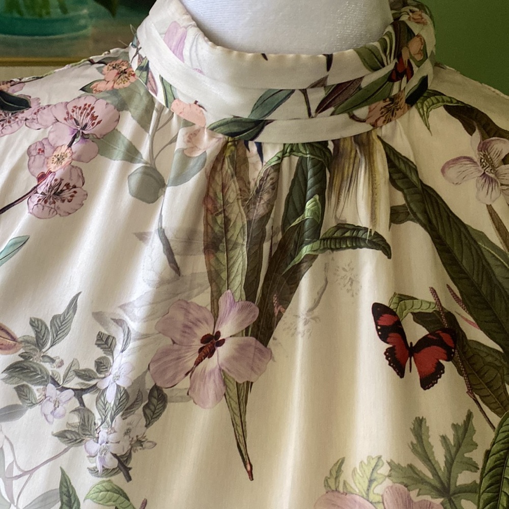 H&M Floral Satin Dress sz S - Picture 5 of 12